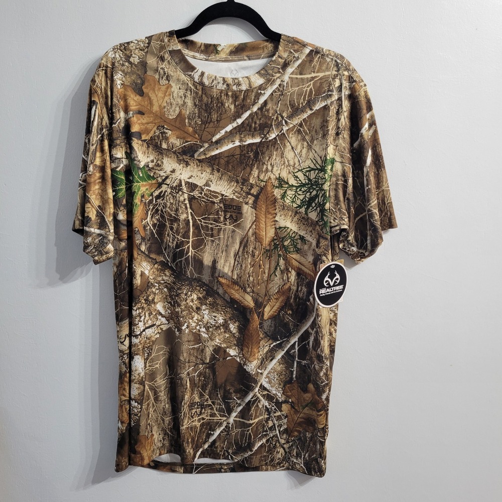 Realtree T-Shirt Mens Large Brown Edge Camo Short Sleeve Performance Tee